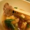 Soba noodle soup with shiitake mushrooms and latin "tofu"